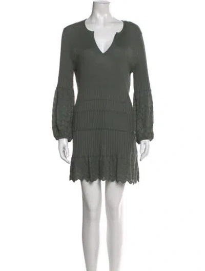Pre-owned M Missoni V-neck Mini Dress In Green