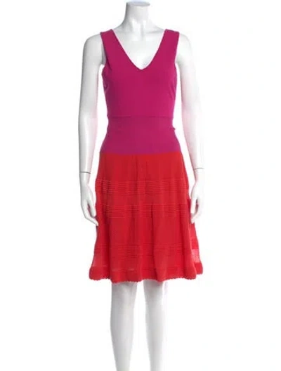 Pre-owned M Missoni V-neck Mini Dress In Pink