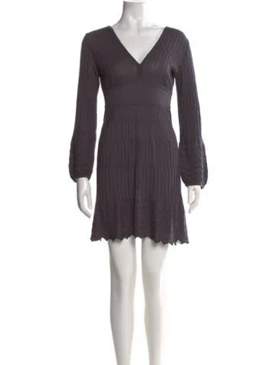 Pre-owned M Missoni V-neck Mini Dress In Purple
