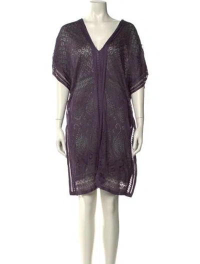 Pre-owned M Missoni V-neck Mini Dress In Purple
