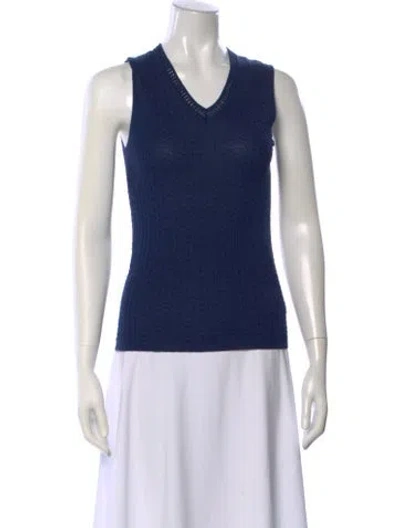 Pre-owned M Missoni V-neck Sweater In Blue