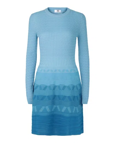 M Missoni Wave-pattern Long Sleeve Dress In Blue