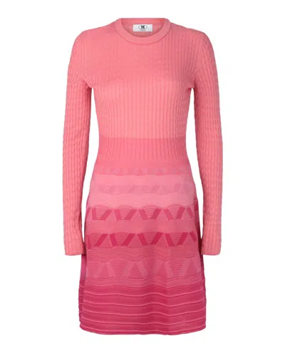 M Missoni Wave-pattern Long Sleeve Dress In Pink