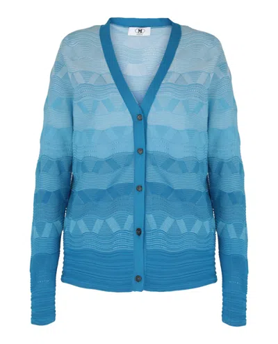 M Missoni Wave-pattern Slim Cardigan In Blue