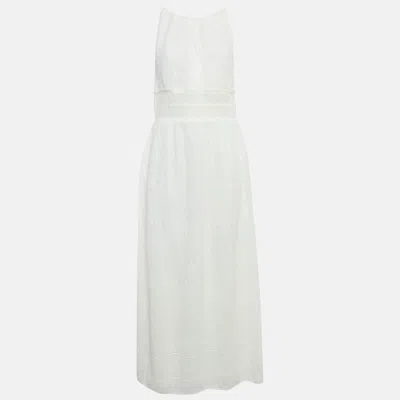 M Missoni White Patterned Knit Sleeveless Long Dress
