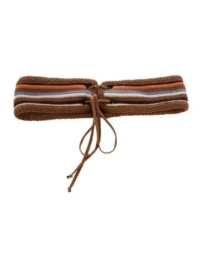 Pre-owned M Missoni Wide Waist Belt In Brown