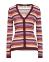 M Missoni Woman Cardigan Burgundy Size Xl Wool, Cotton, Viscose, Polyamide, Elastane In Red