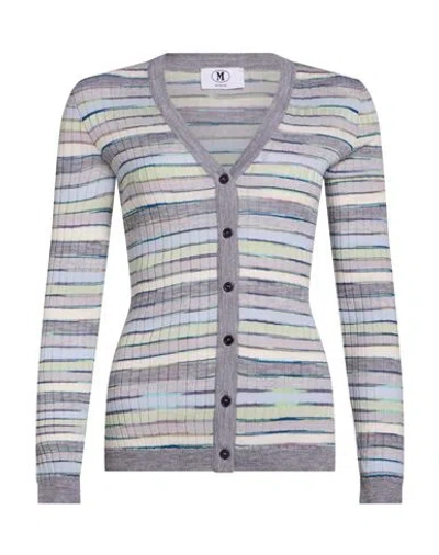 M Missoni Woman Cardigan Grey Size Xl Wool, Cotton, Viscose, Polyamide, Elastane In Gray