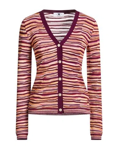 M Missoni Woman Cardigan Plum Size Xl Wool, Viscose, Cotton, Metallic Fiber In Multi
