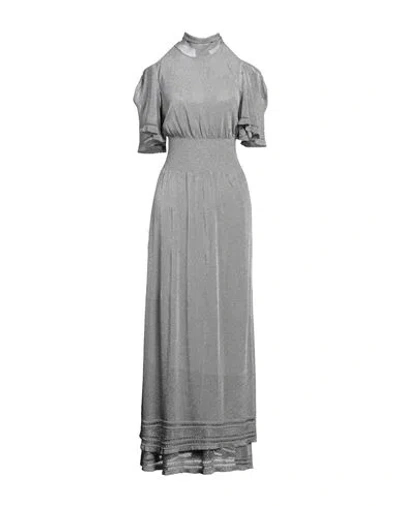 M Missoni Woman Maxi Dress Grey Size 4 Cotton, Viscose, Metallic Fiber, Polyamide
