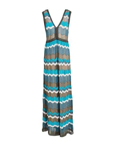 M Missoni Woman Maxi Dress Light Blue Size 10 Viscose, Metallic Fiber, Polyester In Multi