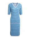 M Missoni Woman Midi Dress Bright Blue Size M Viscose, Cotton, Wool, Metallic Fiber, Polyamide