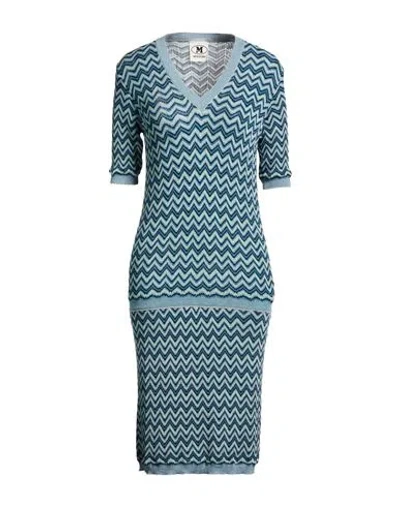 M Missoni Woman Mini Dress Azure Size M Viscose, Cotton, Wool, Metallic Fiber, Polyamide In Blue