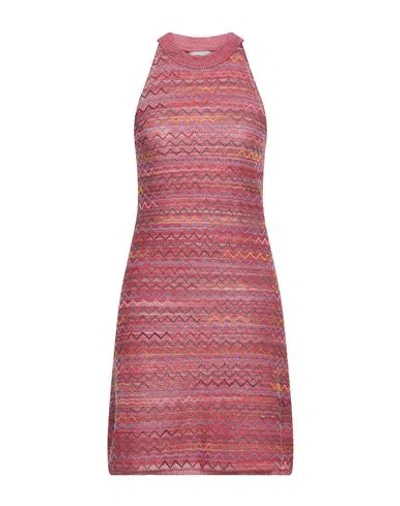 M Missoni Woman Mini Dress Brick Size L Cotton, Viscose, Wool In Red