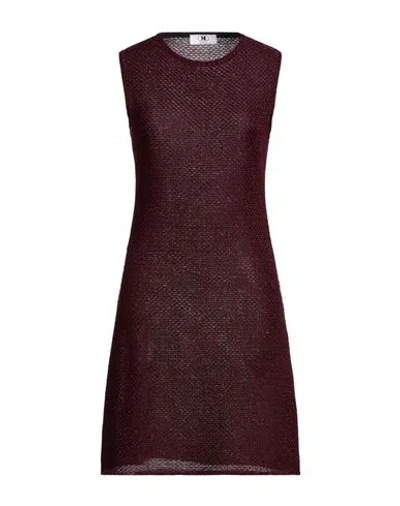 M Missoni Woman Mini Dress Burgundy Size L Viscose, Metallic Fiber In Red
