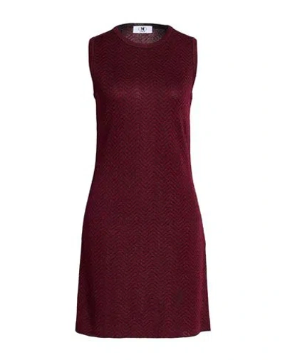 M Missoni Woman Mini Dress Burgundy Size L Viscose, Metallic Fiber In Red