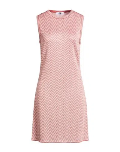 M Missoni Woman Mini Dress Coral Size L Viscose, Metallic Fiber In Pink