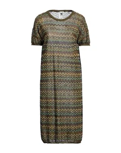 M Missoni Woman Mini Dress Military Green Size Xl Cotton, Viscose, Wool
