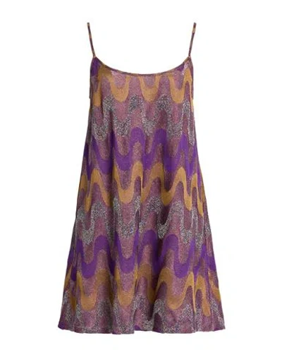 M Missoni Woman Mini Dress Plum Size S Cotton, Viscose, Metallic Fiber, Polyamide In Purple