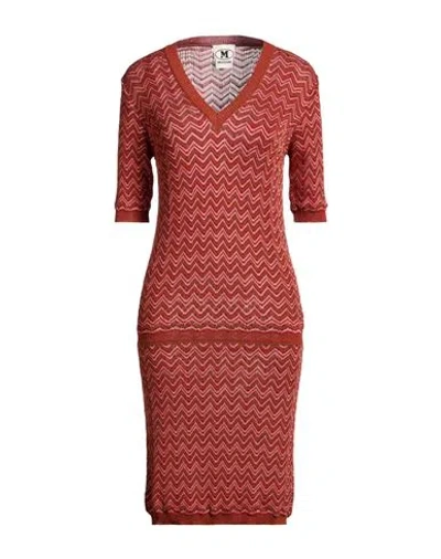 M Missoni Woman Mini Dress Rust Size S Viscose, Cotton, Wool, Metallic Fiber, Polyamide In Red