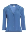 M Missoni Woman Shirt Blue Size 6 Silk