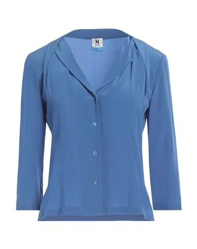 M Missoni Woman Shirt Blue Size 6 Silk