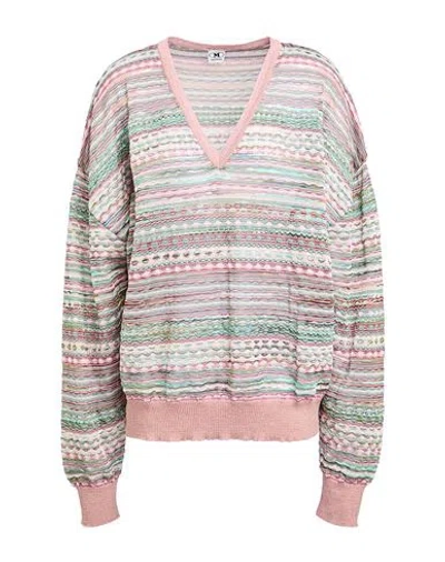 M MISSONI M MISSONI WOMAN SWEATER BLUSH SIZE XL VISCOSE, COTTON, MOHAIR WOOL, ALPACA WOOL, POLYAMIDE