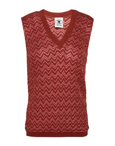 M Missoni Woman Sweater Brick Size M Viscose, Cotton, Wool, Metallic Fiber, Polyamide In Red