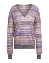 M Missoni Woman Sweater Dark Purple Size Xl Viscose, Cotton, Mohair Wool, Alpaca Wool, Polyamide In Blue