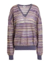 M Missoni Woman Sweater Dark Purple Size Xl Viscose, Cotton, Mohair Wool, Alpaca Wool, Polyamide In Purple