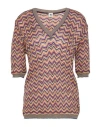 M Missoni Woman Sweater Fuchsia Size Xl Viscose, Cotton, Wool, Metallic Fiber, Polyamide In Multi