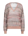 M Missoni Woman Sweater Pink Size Xl Viscose, Cotton, Mohair Wool, Alpaca Wool, Polyamide In Beige