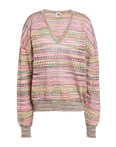 M Missoni Woman Sweater Light Pink Size L Viscose, Cotton, Mohair Wool, Alpaca Wool, Polyamide In Purple