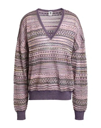 M Missoni Woman Sweater Lilac Size Xl Viscose, Cotton, Mohair Wool, Alpaca Wool, Polyamide In Purple