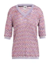 M Missoni Woman Sweater Lilac Size Xl Viscose, Cotton, Wool, Metallic Fiber, Polyamide In Pattern