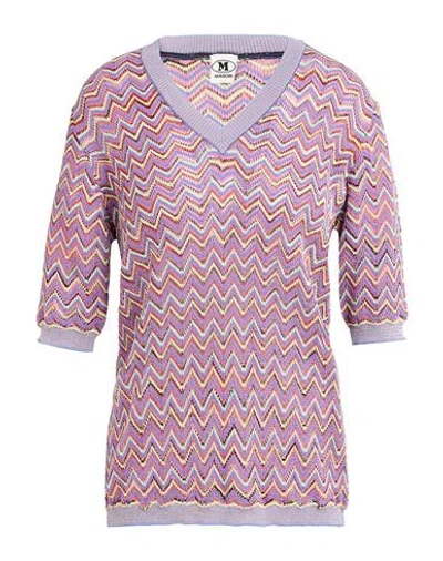 M Missoni Woman Sweater Lilac Size Xl Viscose, Cotton, Wool, Metallic Fiber, Polyamide In Pattern