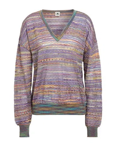 M Missoni Woman Sweater Mauve Size L Viscose, Cotton, Mohair Wool, Alpaca Wool, Polyamide In Purple