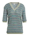 M Missoni Woman Sweater Military Green Size Xl Viscose, Cotton, Wool, Metallic Fiber, Polyamide