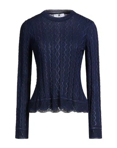 M Missoni Woman Sweater Navy Size L Cotton, Viscose In Metallic