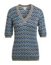 M Missoni Woman Sweater Azure Size L Viscose, Cotton, Wool, Metallic Fiber, Polyamide In Navy