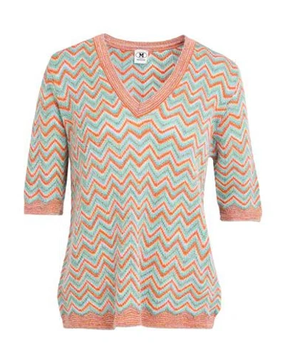 M Missoni Woman Sweater Orange Size Xl Mohair Wool, Viscose, Wool, Polyamide
