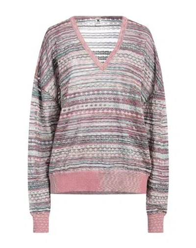 M MISSONI M MISSONI WOMAN SWEATER PINK SIZE XL VISCOSE, COTTON, MOHAIR WOOL, ALPACA WOOL, POLYAMIDE