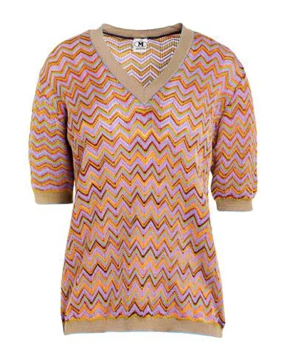 M Missoni Woman Sweater Pink Size Xl Viscose, Cotton, Wool, Metallic Fiber, Polyamide