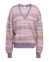 M Missoni Woman Sweater Purple Size L Viscose, Cotton, Mohair Wool, Alpaca Wool, Polyamide In Purple