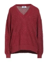 M Missoni Woman Sweater Red Size Xl Cotton, Viscose, Metallic Fiber In Burgundy