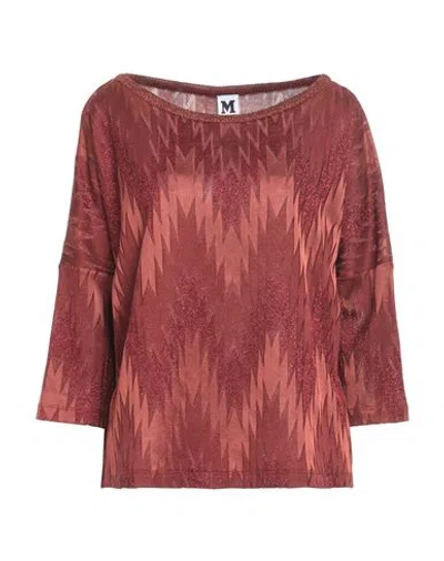 M Missoni Woman Sweater Rust Size M Cotton, Viscose, Metallic Fiber, Polyamide, Polyester In Red