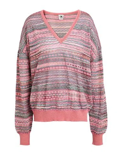 M MISSONI M MISSONI WOMAN SWEATER SALMON PINK SIZE L VISCOSE, COTTON, MOHAIR WOOL, ALPACA WOOL, POLYAMIDE