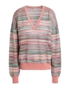 M Missoni Woman Sweater Antique Rose Size Xl Viscose, Cotton, Mohair Wool, Alpaca Wool, Polyamide In Salmon Pink