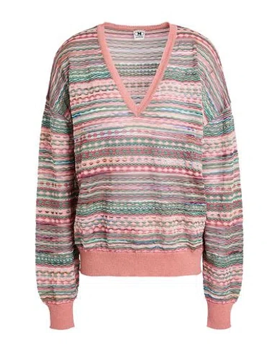 M MISSONI M MISSONI WOMAN SWEATER SALMON PINK SIZE L VISCOSE, COTTON, MOHAIR WOOL, ALPACA WOOL, POLYAMIDE