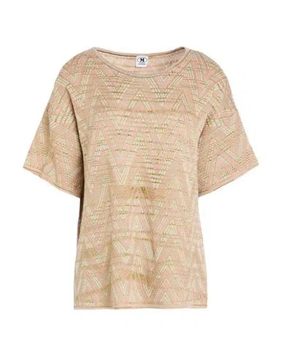 M MISSONI M MISSONI WOMAN SWEATER SAND SIZE XL VISCOSE, WOOL, METALLIC FIBER, POLYAMIDE